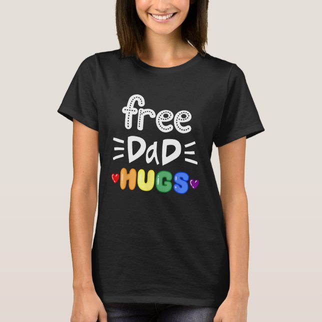 T-shirt Gratuit Papa Encarts LGBTQ Pride Rainbow Lesbian G (Devant)