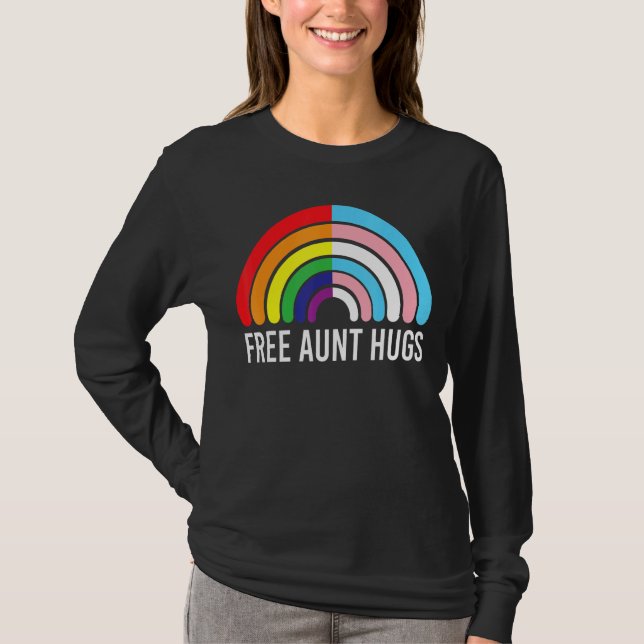 T-shirt Gratuit Tantes Hugues Arc-en-ciel Transgenre Drape (Devant)