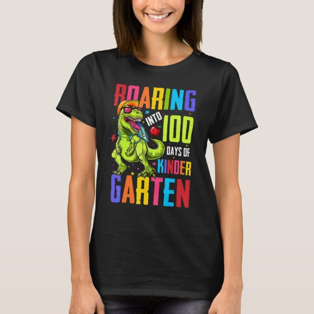 T-shirt Gravement Dans 100 Jours Maternelle Funny T Rex Di (Devant)