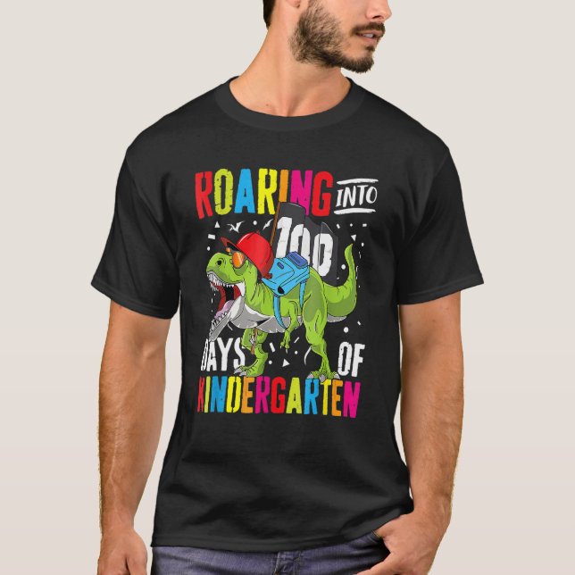 T-shirt Gravement Dans 100 Jours Maternelle Funny T Rex Di (Devant)