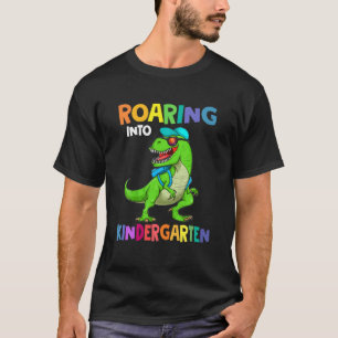 T-shirt Gravure Dans Le Jardin D'Enfants Dinosaur Trex Ret