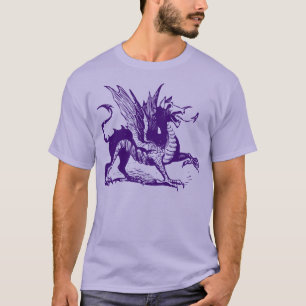 T-shirt Gravure de dragon - Violet profond