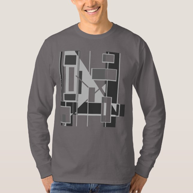 T-shirt Gray Cubist géométrique MCM d'inspiration Abstrait (Devant)
