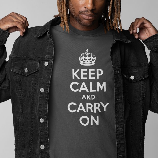 T-shirt Gray Gardez le calme et continuer (Gray Keep Calm and Carry On T-Shirt)