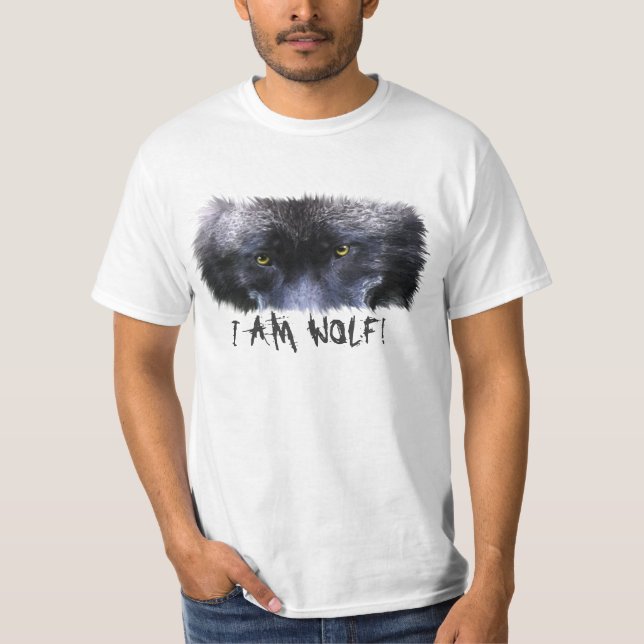 T-shirt Gray Wolf Eyes "I Am Wolf" Art de la faune (Devant)