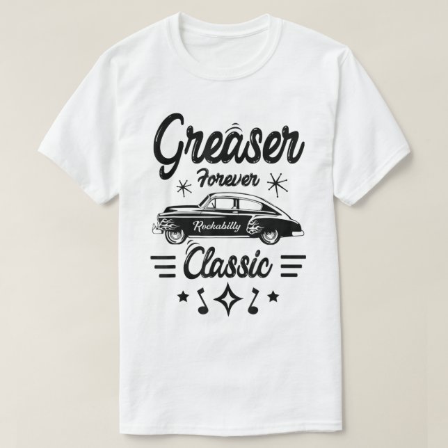 T-shirt Greaser Rockabilly Classic Car Design (Design devant)