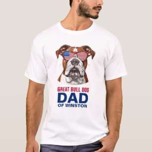 T-shirt Great Bull Dog Papa 4 juillet drapeau américain