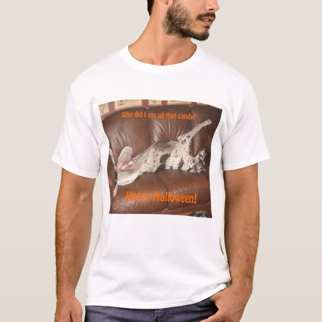 T-shirt Great dane a mangé trop de sucrerie de Halloween (Devant)
