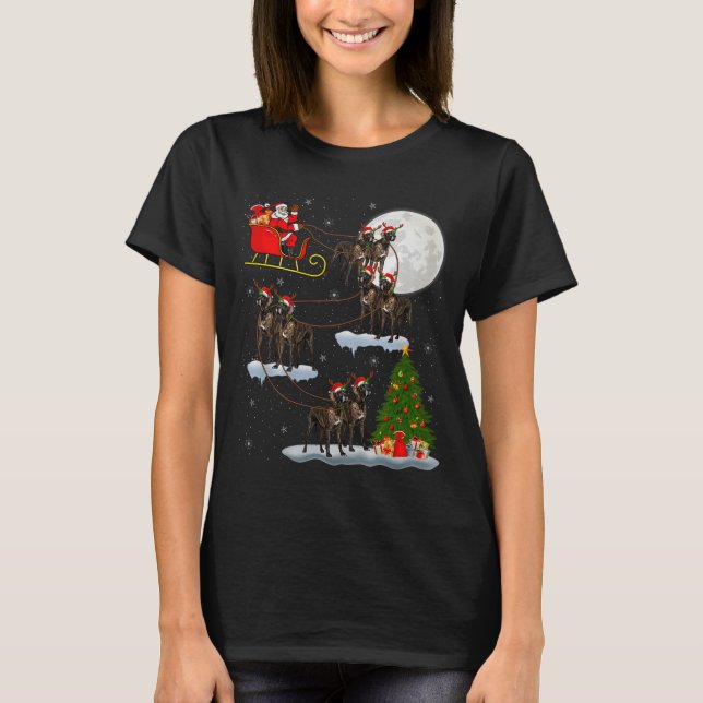 T-shirt Great Dane Dog Santa Sleigh Flying Funny Magical C (Devant)