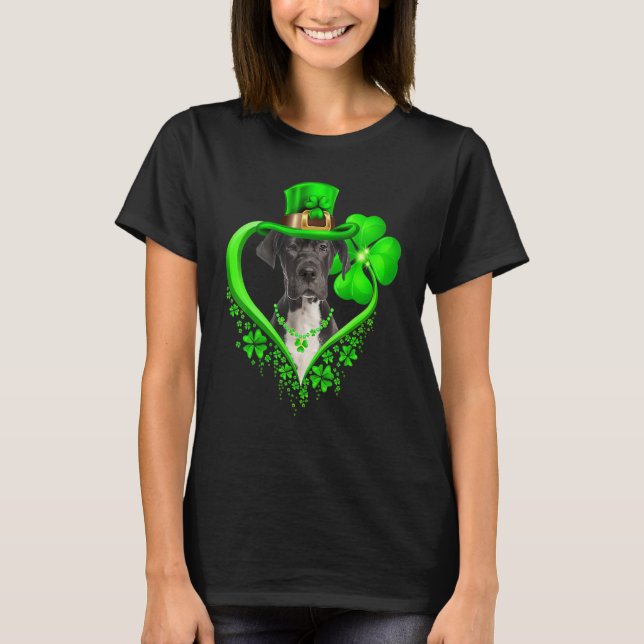 T-shirt Great Dane Dog St Patricks Day Lover Irish Shamroc (Devant)