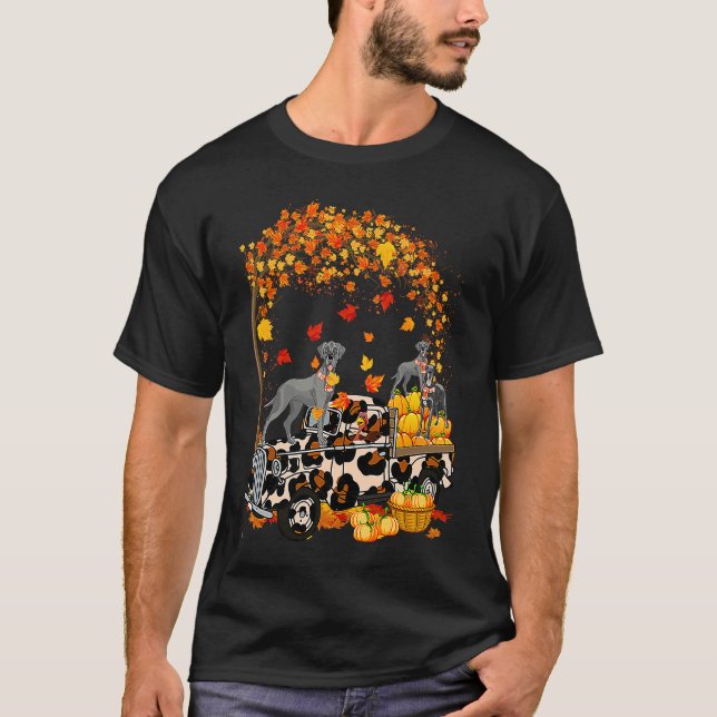 T-shirt Great Dane Riding Leopard Truck Pumpkin Thanksgivi (Devant)