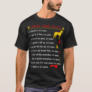 T-shirt Great Dane Rules Funny Pet Lovers Cadeau