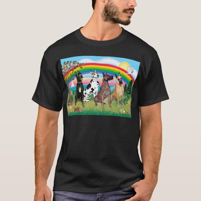 T-shirt Great Danes (quatre) - Rainbow Bright (Devant)