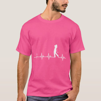 T-shirt Great Golfer Heartbeat Design Golf Club Golf Ball