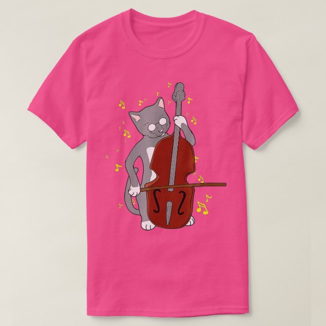 T-shirt Great Jazz Cat Jouer Cello Double Basse Musicia (Design devant)