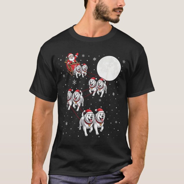 T-shirt Great Pyrenees Dog Xmas Pajama Matching Santa Clau (Devant)