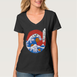 T-shirt Great Wave Monster Manger Cookies Japonais Kanji C