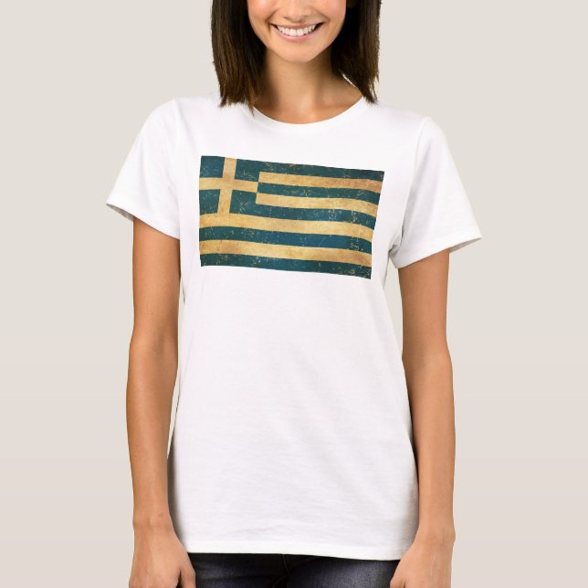 T-shirt Grèce Drapeau Vintage Grunge blanc femmes (Devant)
