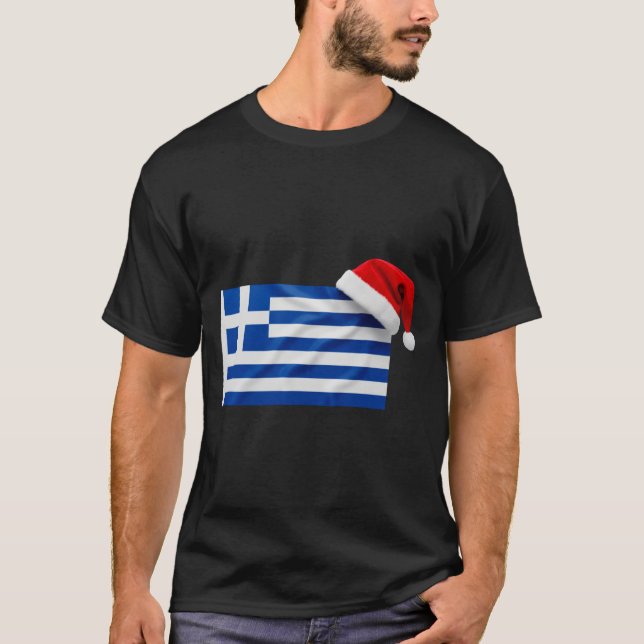 T-shirt Greek Flag Santa Hat Funny Greece Christmas Holida (Devant)