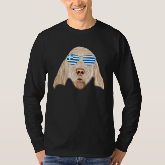 T-shirt Greek Flag Spinoni Italiani Dog Greece Pocket (Devant)