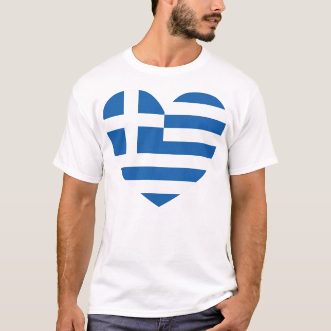 T-shirt Greek Pride Flag Love Heart (Devant)