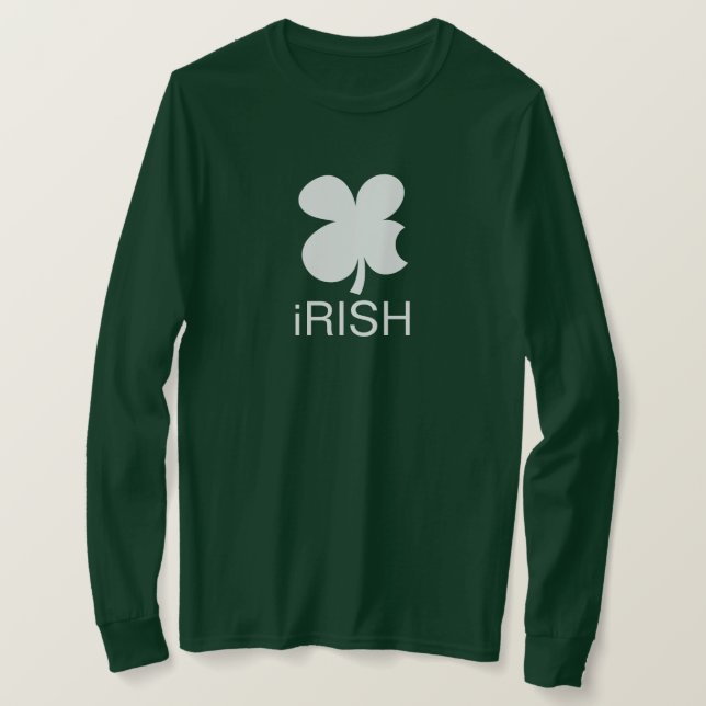 T-shirt Green à manches longues Irish Clover St Patrick's  (Design devant)