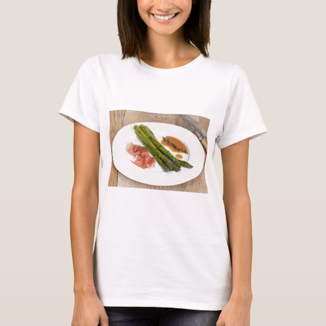 T-shirt Green asparagus with ham and sauce (Devant)