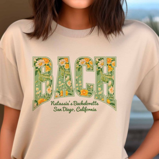 T-shirt Green BACH Floral Retro Varsity Bridesmaid (Créateur téléchargé)