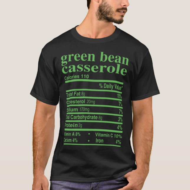 T-shirt Green Bean Casserole Costume Thanksgiving Nutritio (Devant)