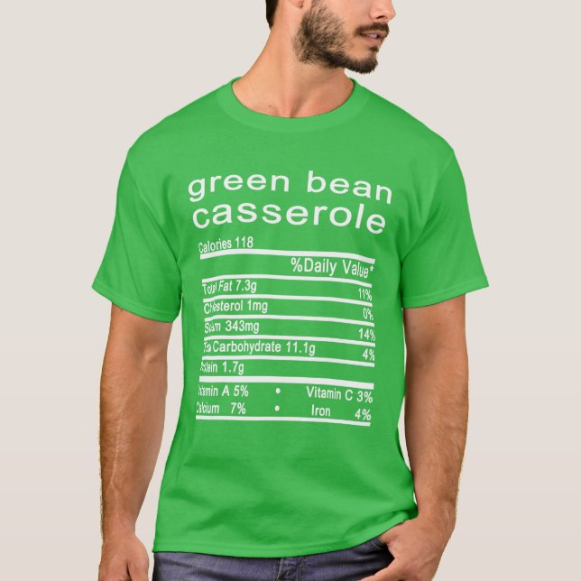 T-shirt Green Bean Casserole Nutrition Facts Étiquette Tha (Devant)