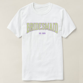 T-shirt Green + Beige Stripe Purple Varsity BRIDESMAID