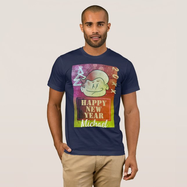 T-shirt Green Funny mignon Petit Dessin Joyeux Nouvel An (Devant entier)