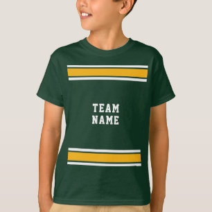 T-shirt Green Gold White Sports Jersey Nom de l'équipe Enf