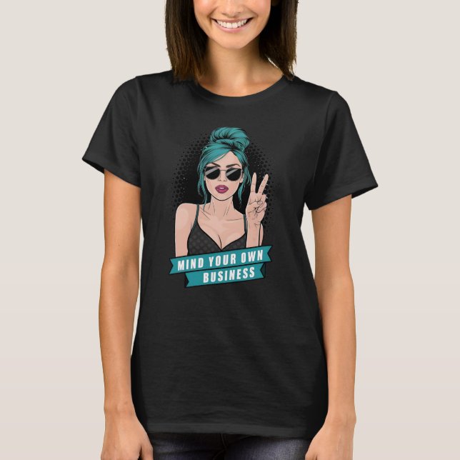 T-shirt Green-haired Pop Art Girl With Sunglasses (Devant)