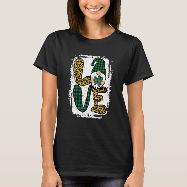 T-shirt Green Heart Love Shamrock Irish Leprechaun St Patr (Devant)