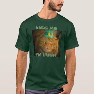 T-shirt Green Irish Orange Cat veut baiser
