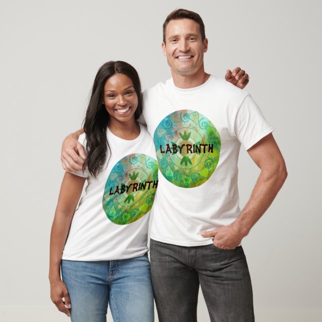 T-shirt Green Labyrint personnalisable texte ronde mandala (Unisexe)