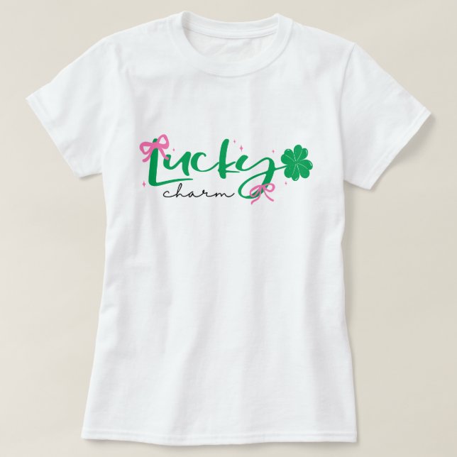 T-shirt Green Pink Lucky Charm St Patrick's Day  (Design devant)