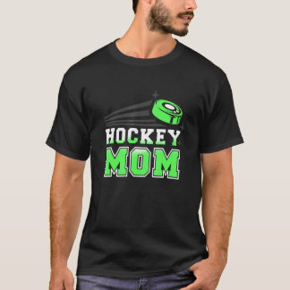 T-shirt Green Puck Graphic Ice Hockey Maman