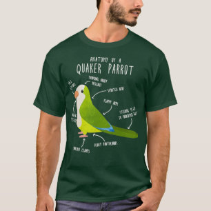 T-shirt Green Quaker Parrot Anatomy Bird