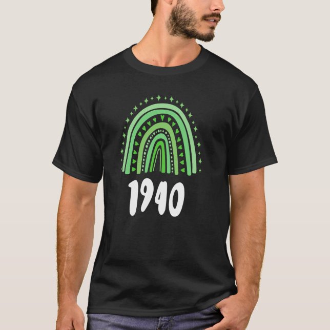 T-shirt Green Rainbow Année De Naissance 1940 Anniversaire (Devant)