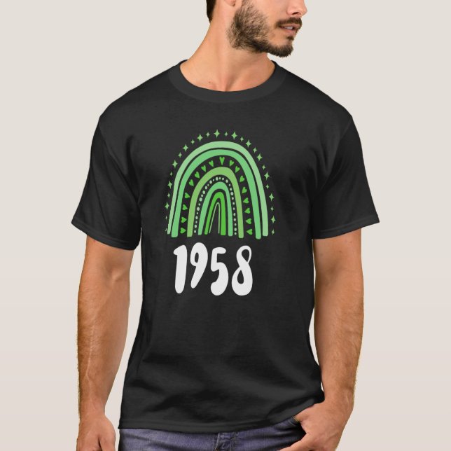 T-shirt Green Rainbow Année De Naissance 1958 Anniversaire (Devant)
