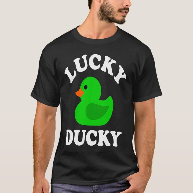 T-shirt Green Rubber Duck Lucky Ducky Quack  St Patricks D (Devant)