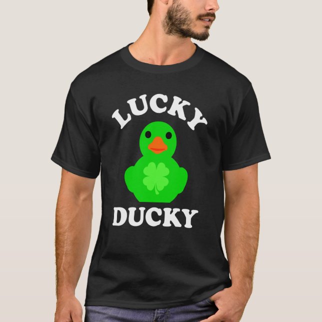 T-shirt Green Rubber Duck Quack Four Leaf C Lucky Ducky (Devant)