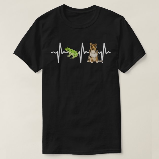 T-shirt Green Tree Frog Collie Heartbeat Amoureux des chie (Design devant)