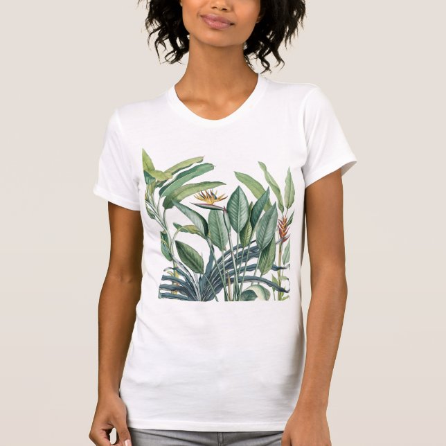 T-shirt Green Tropical Jungle Banana Tree Strelitzia (Devant)