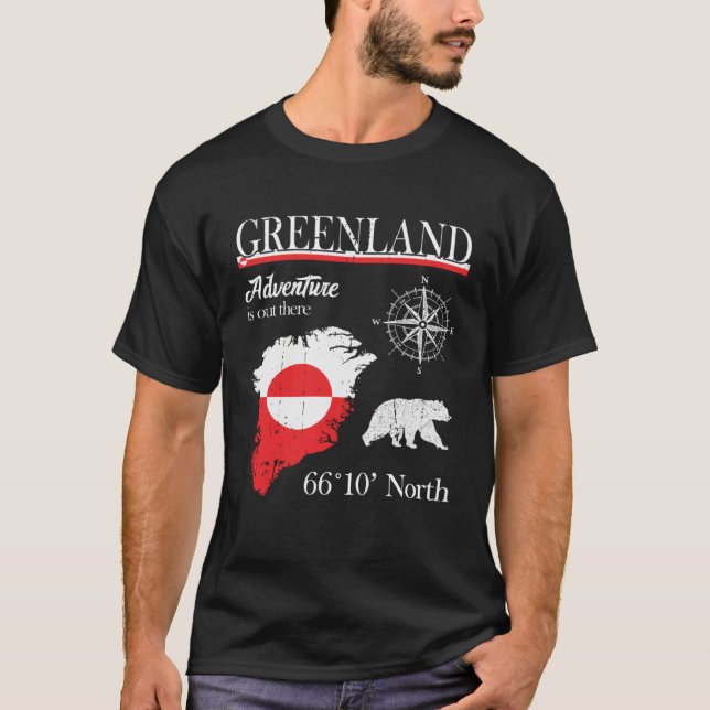 T-shirt Greenland  Adventure Is Out There  Greenland Flag (Devant)