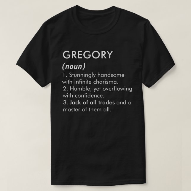 T-shirt Gregory name, Editable name, Custom name (Design devant)