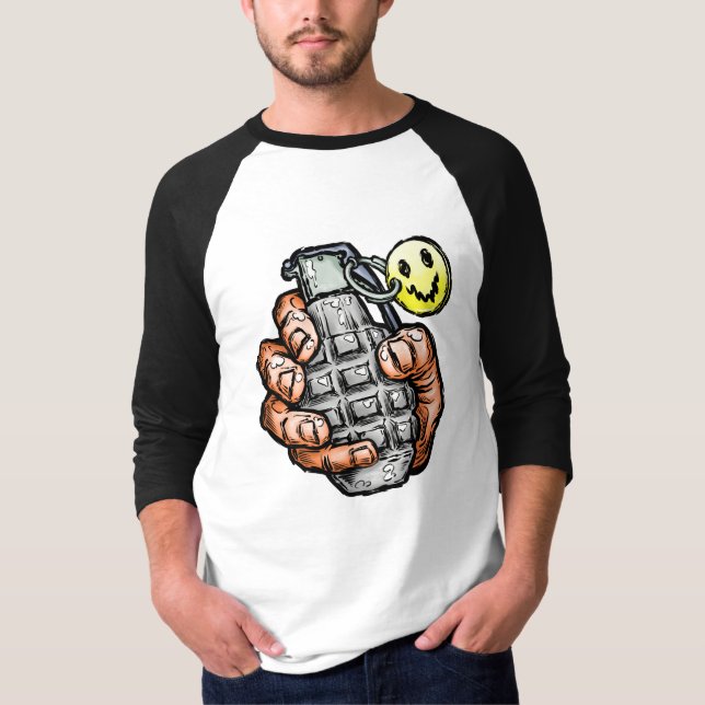 T-shirt Grenade À La Main Avec Un Visage Heureux, Style Co (Devant)