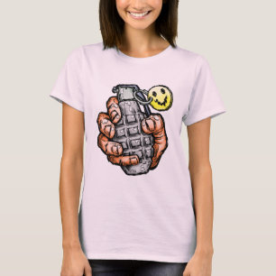 T-shirt Grenade À La Main Avec Un Visage Heureux, Style Co